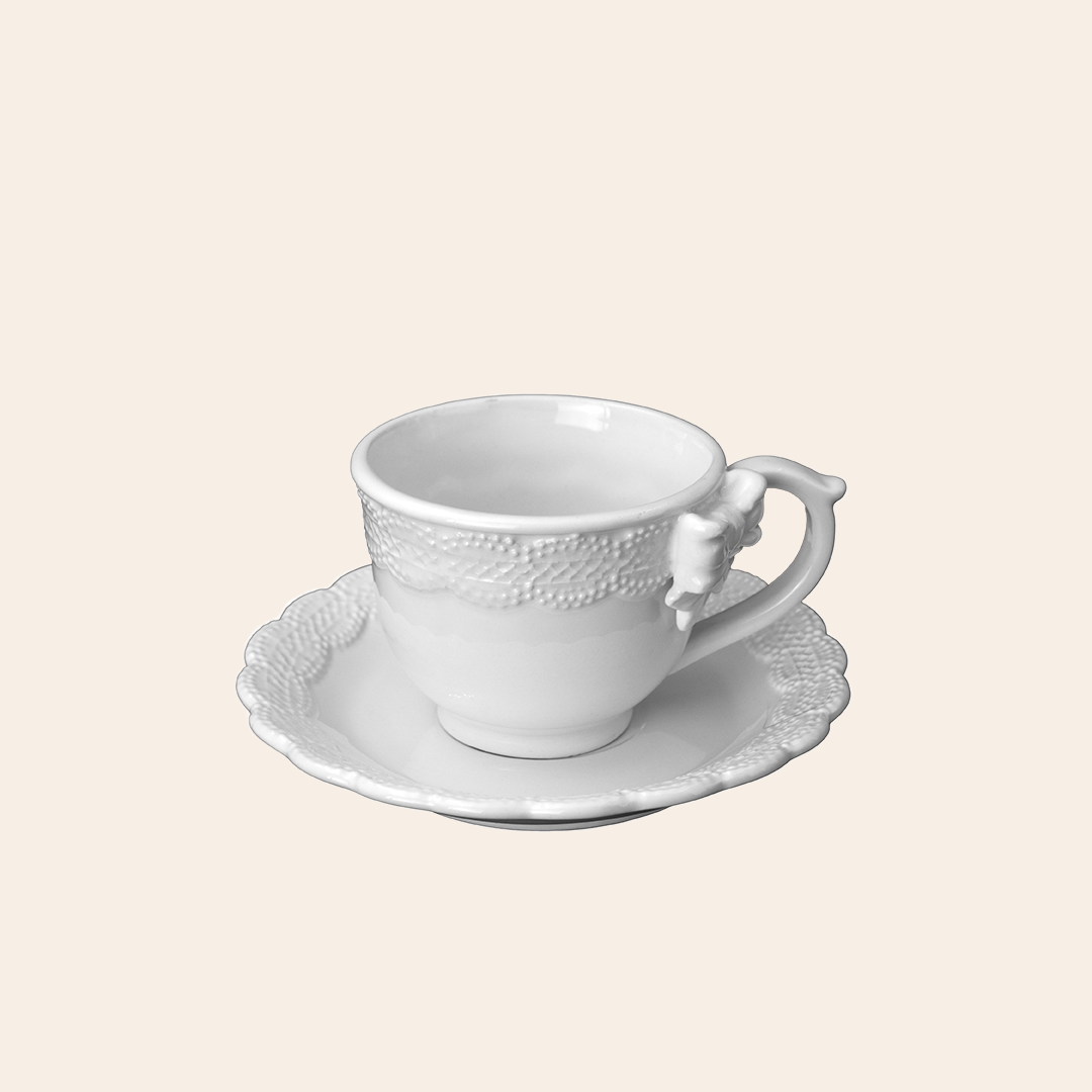 Cup & Saucer Cream Crackle 2
