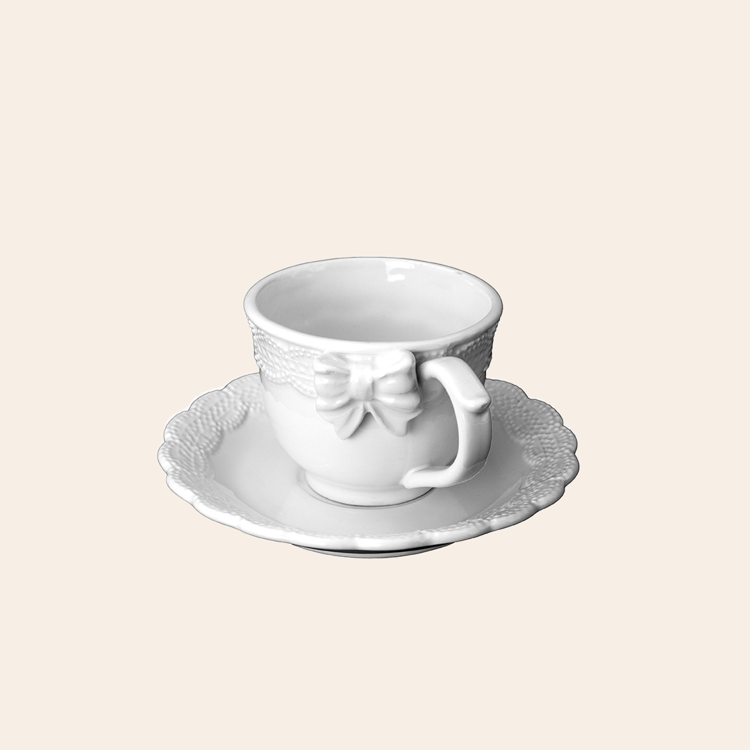 Cup & Saucer Cream Crackle
