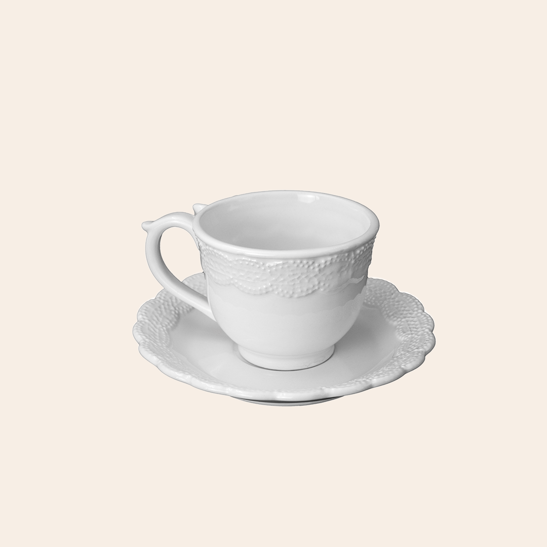 Cup & Saucer Cream Crackle