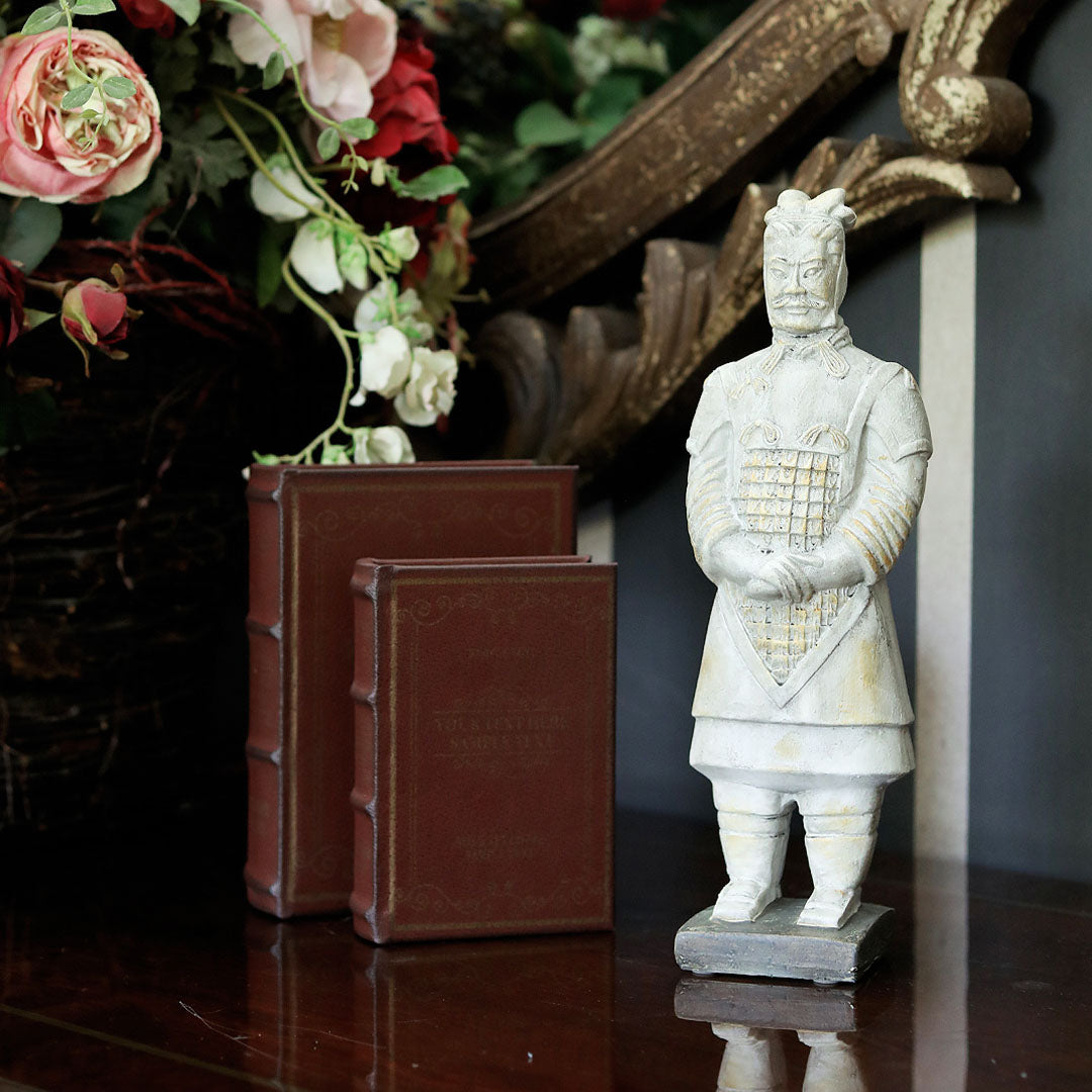 White Resin Standing Terra-Cotta Warrior 2