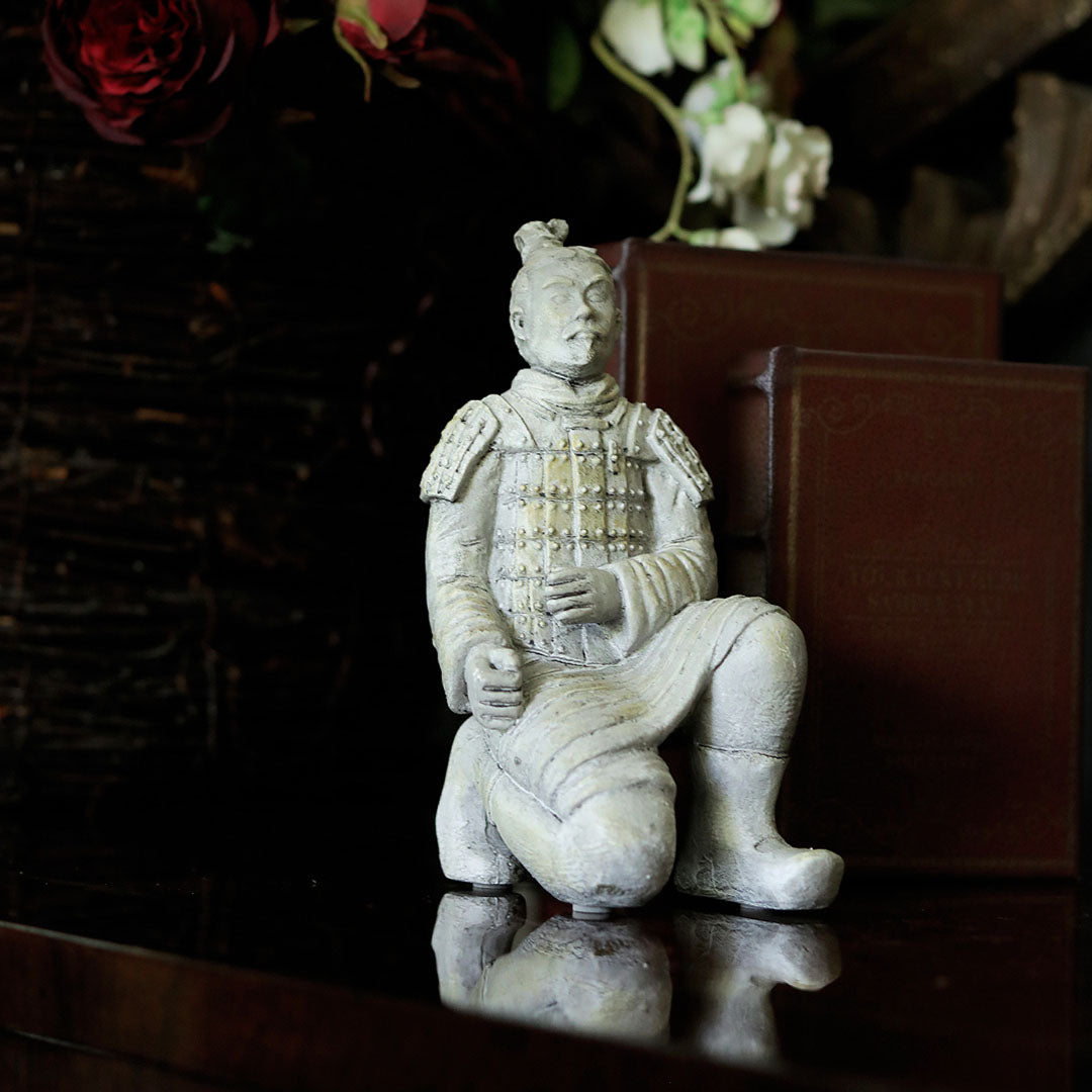 Antique White Resin Kneeling Terra-Cotta Warrior 2