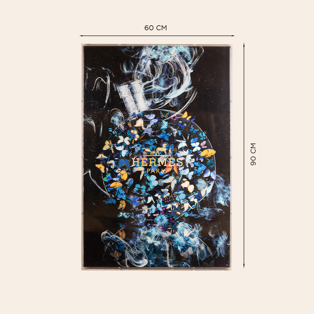 Wall Décor framed Art (Hermes Fragrance Blue)