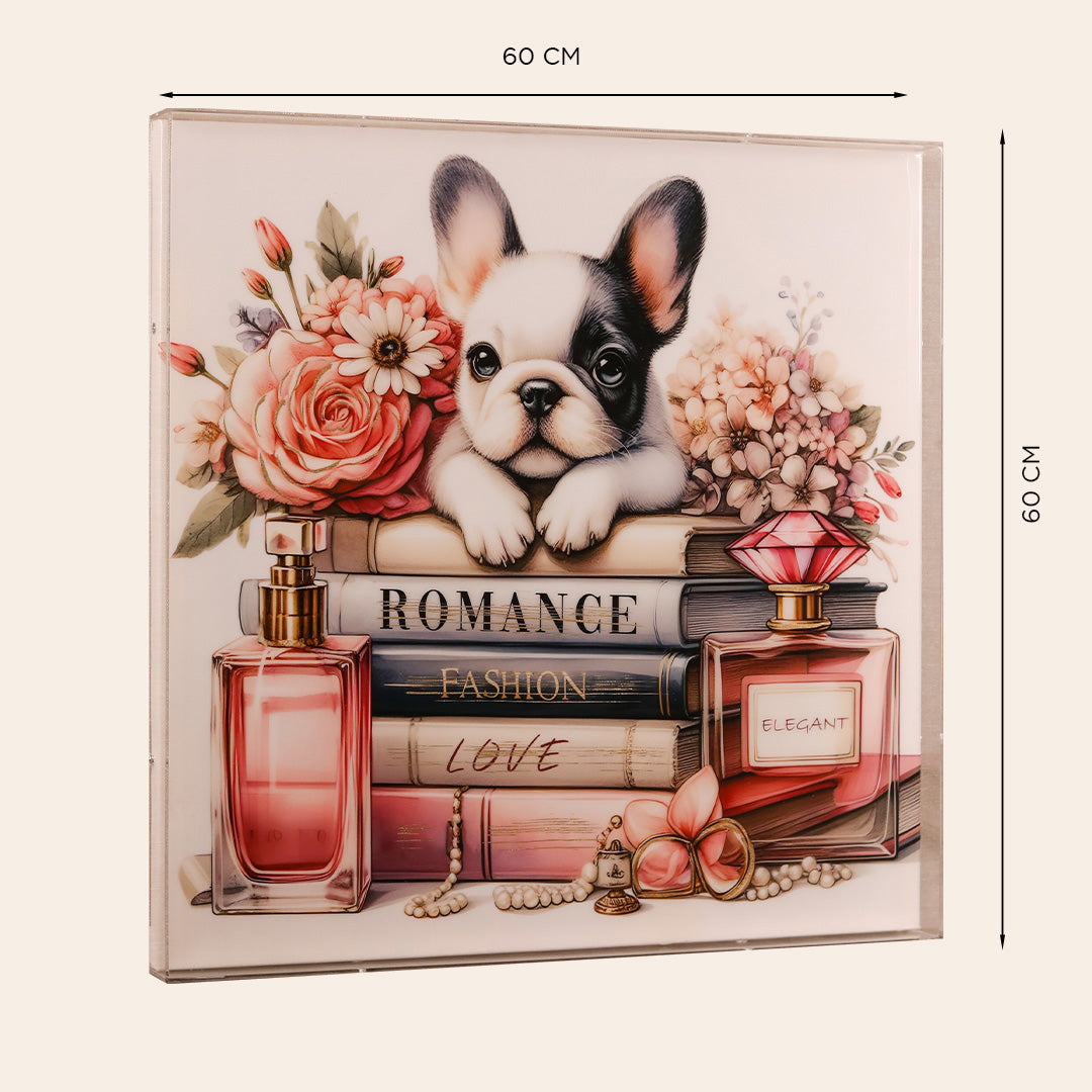 Wall Décor framed Art (Puppy in A Library)