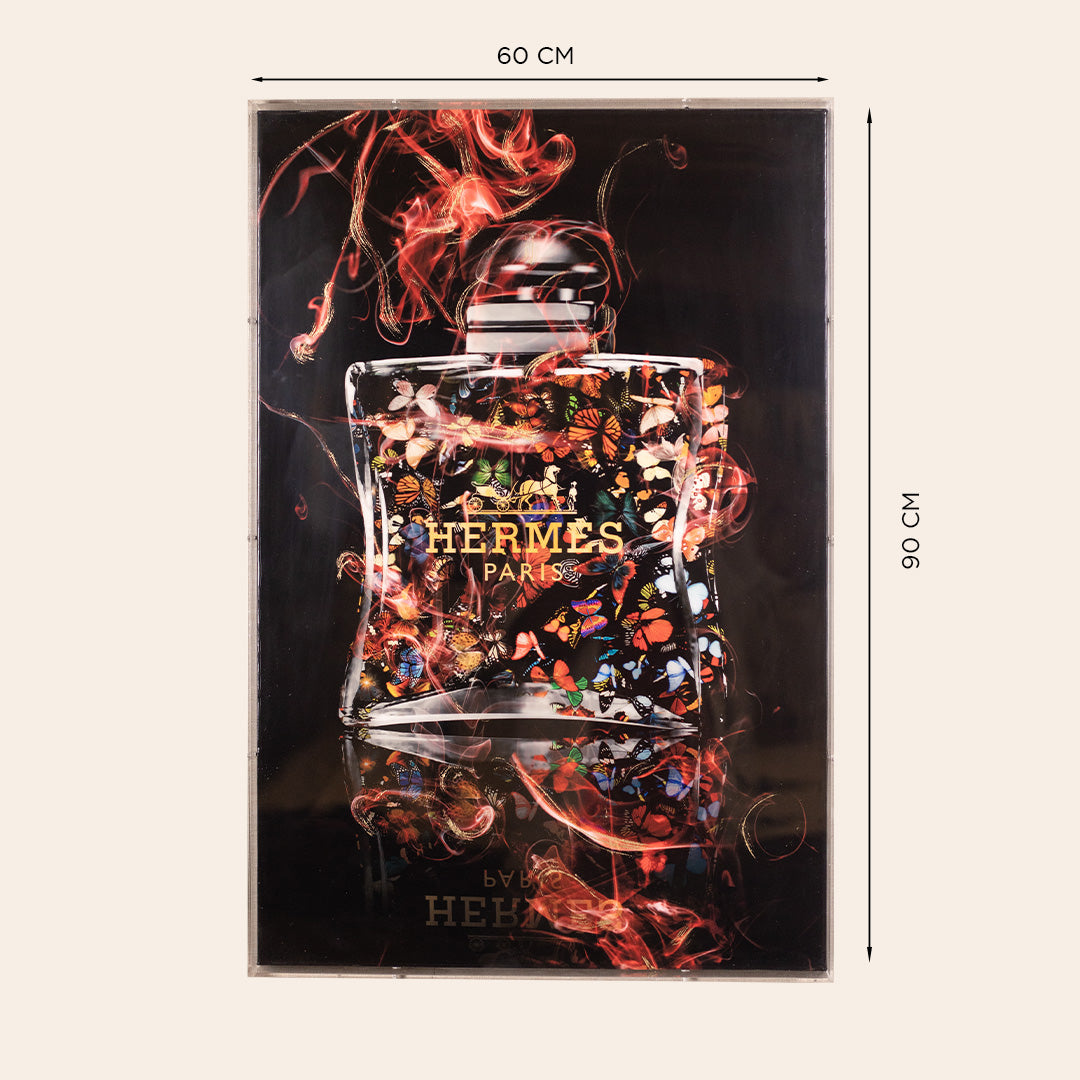 Wall Décor framed Art (Hermes Fragrance Red)