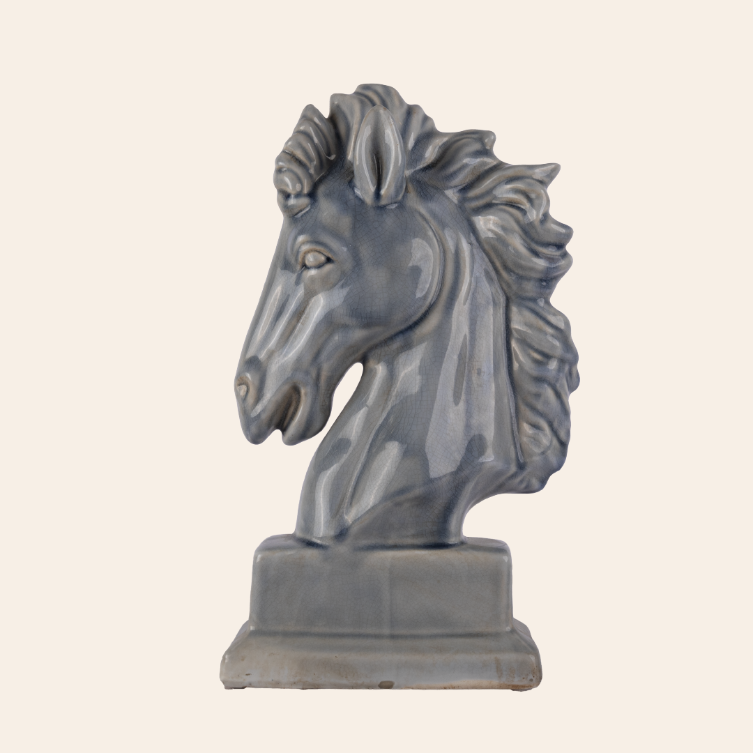 Ceramic Horse Head Light Blue 6