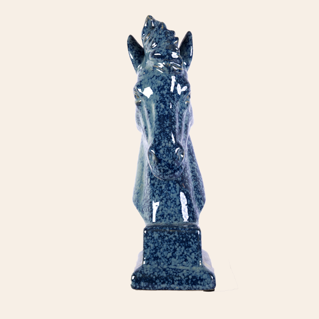 Ceramic Horse Head Dark Blue 6