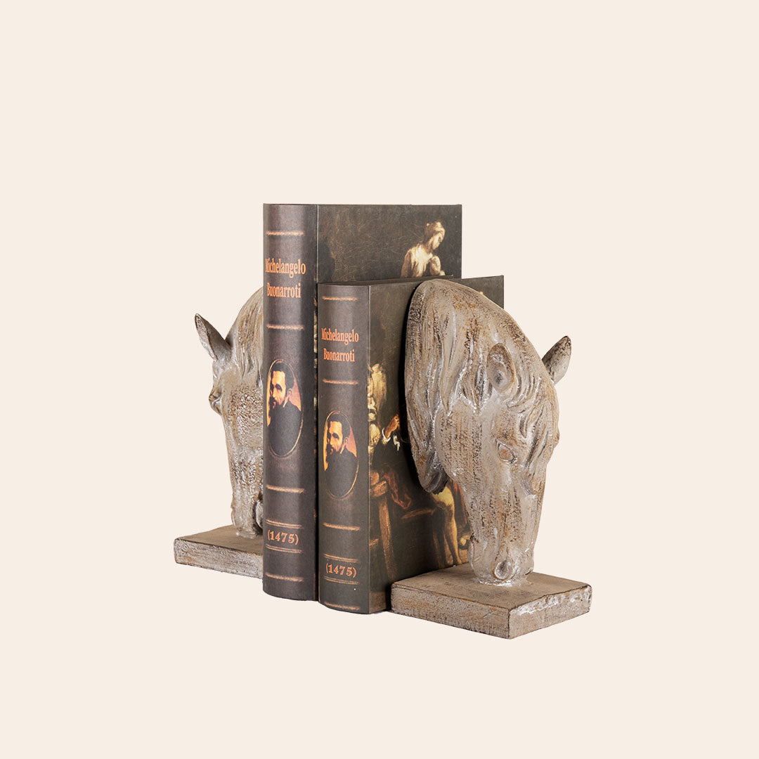 Decorative Horse Head Books End (Pair)- Distressed Brown 3