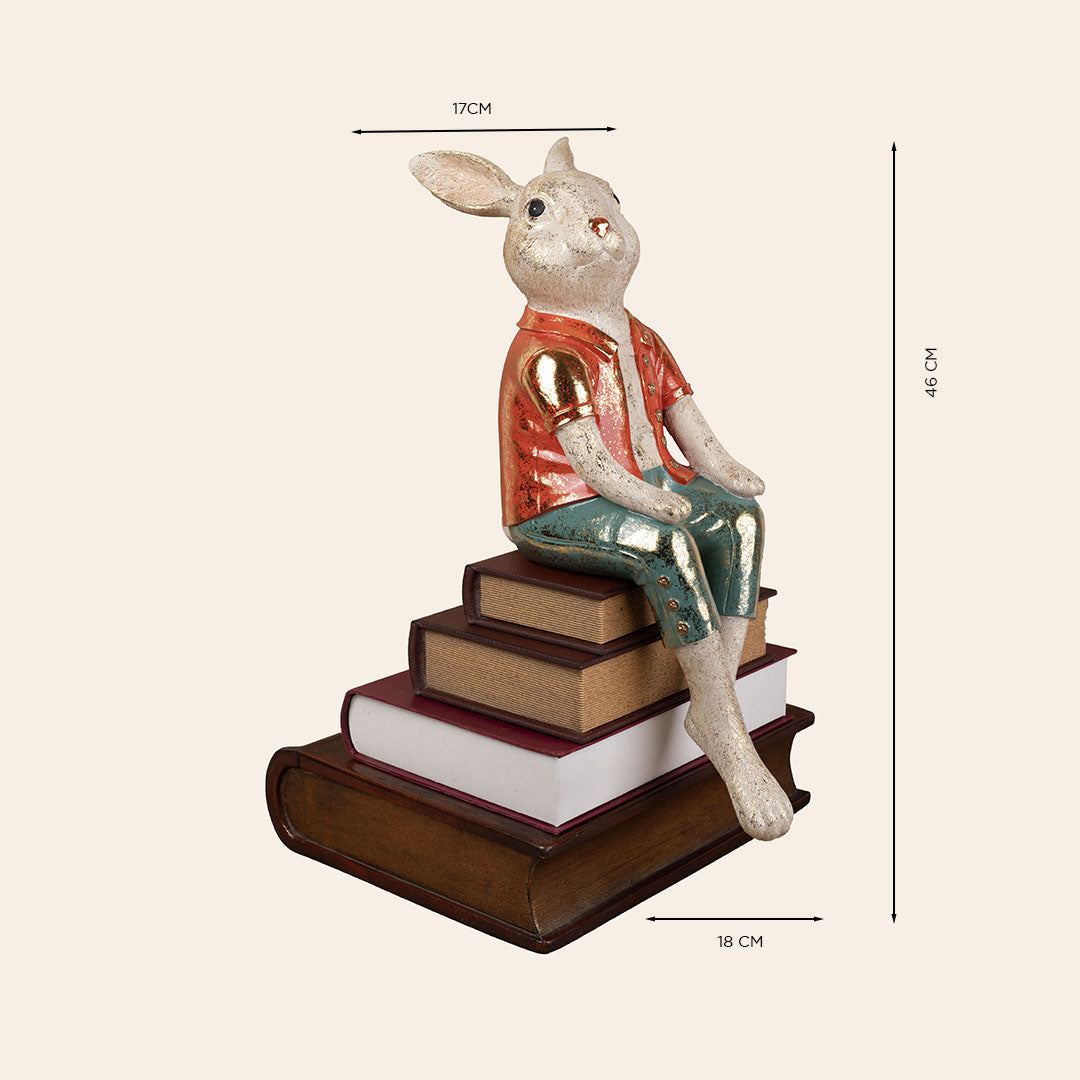 Decorative Polyresin Spectator Rabbit Burnished Orange & Green 1