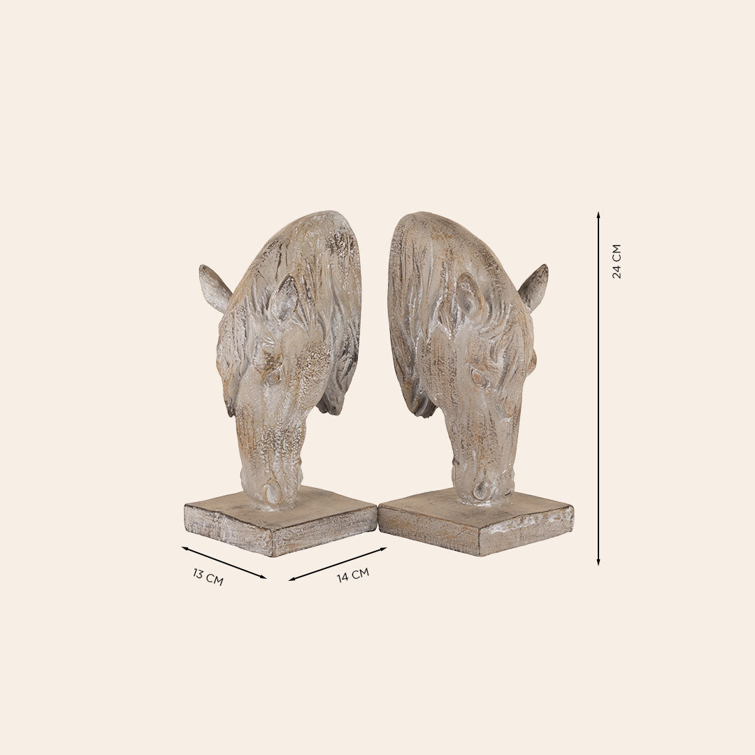 Decorative Horse Head Books End (Pair)- Distressed Brown 1