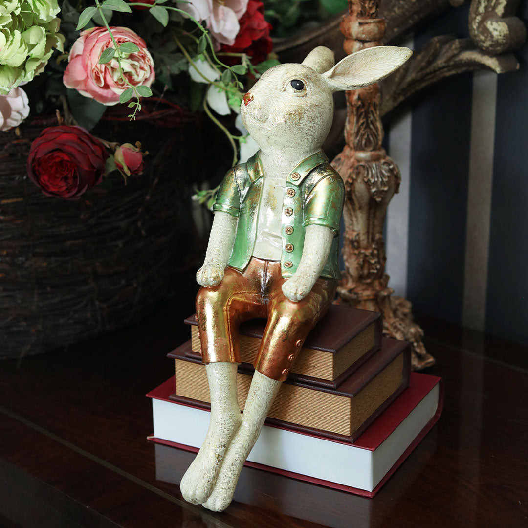 Decorative Rabbit Burnished Olive& Dark Pink 2