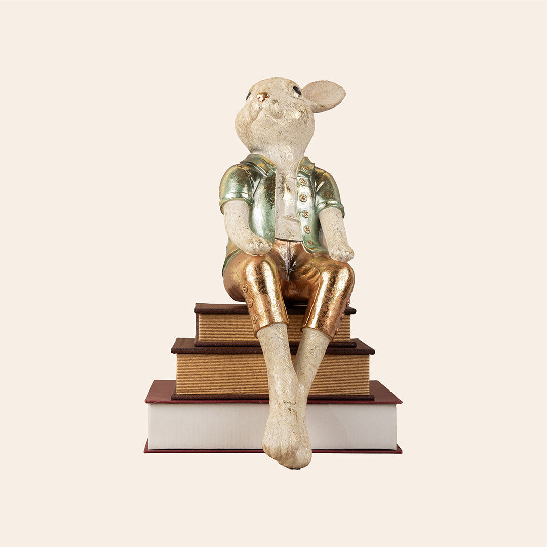 Decorative Rabbit Burnished Olive& Dark Pink