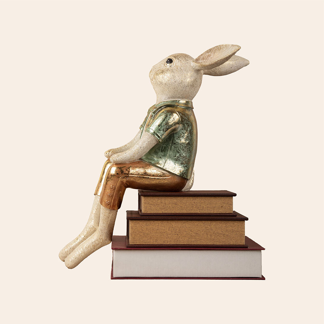 Decorative Rabbit Burnished Olive& Dark Pink 4