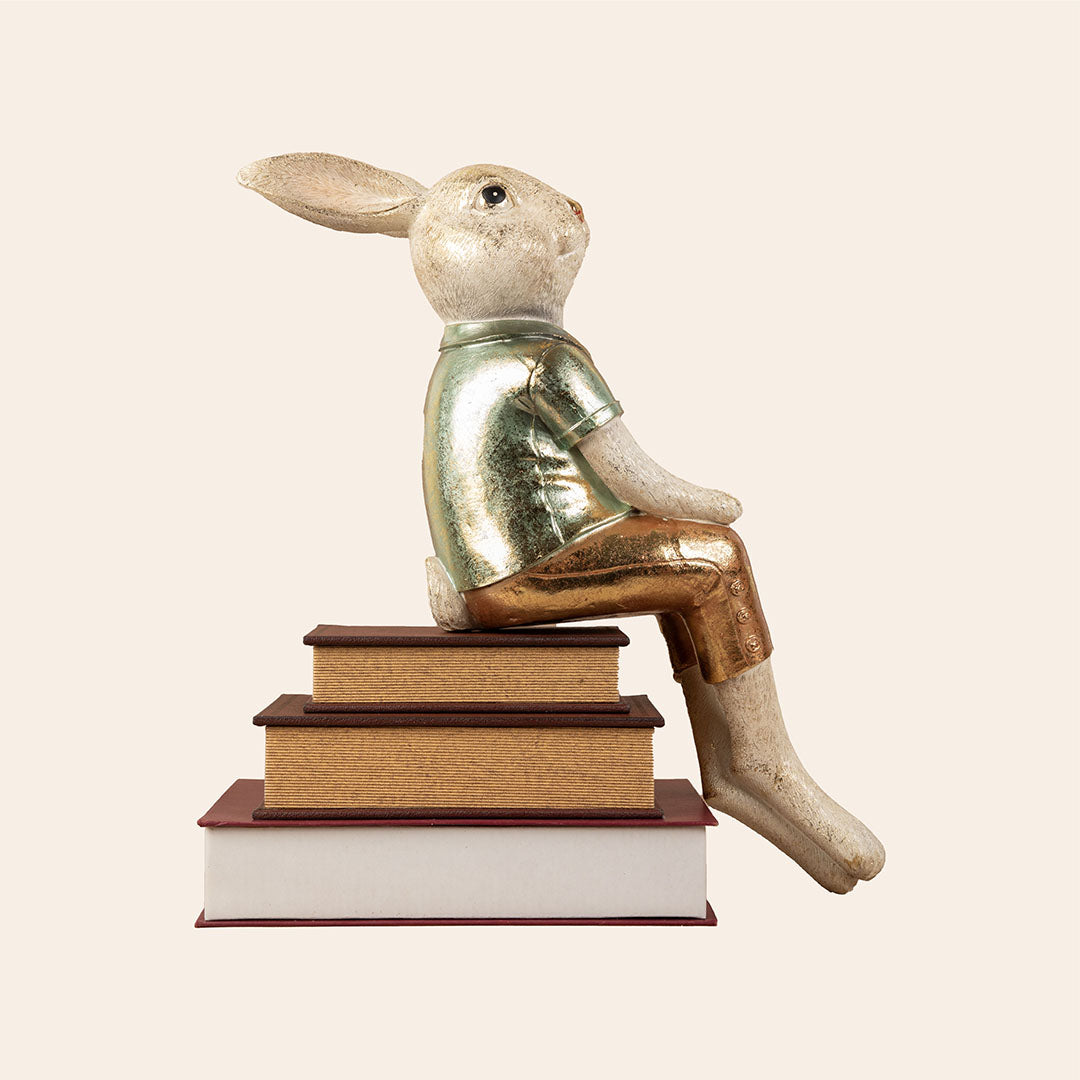 Decorative Rabbit Burnished Olive& Dark Pink 5