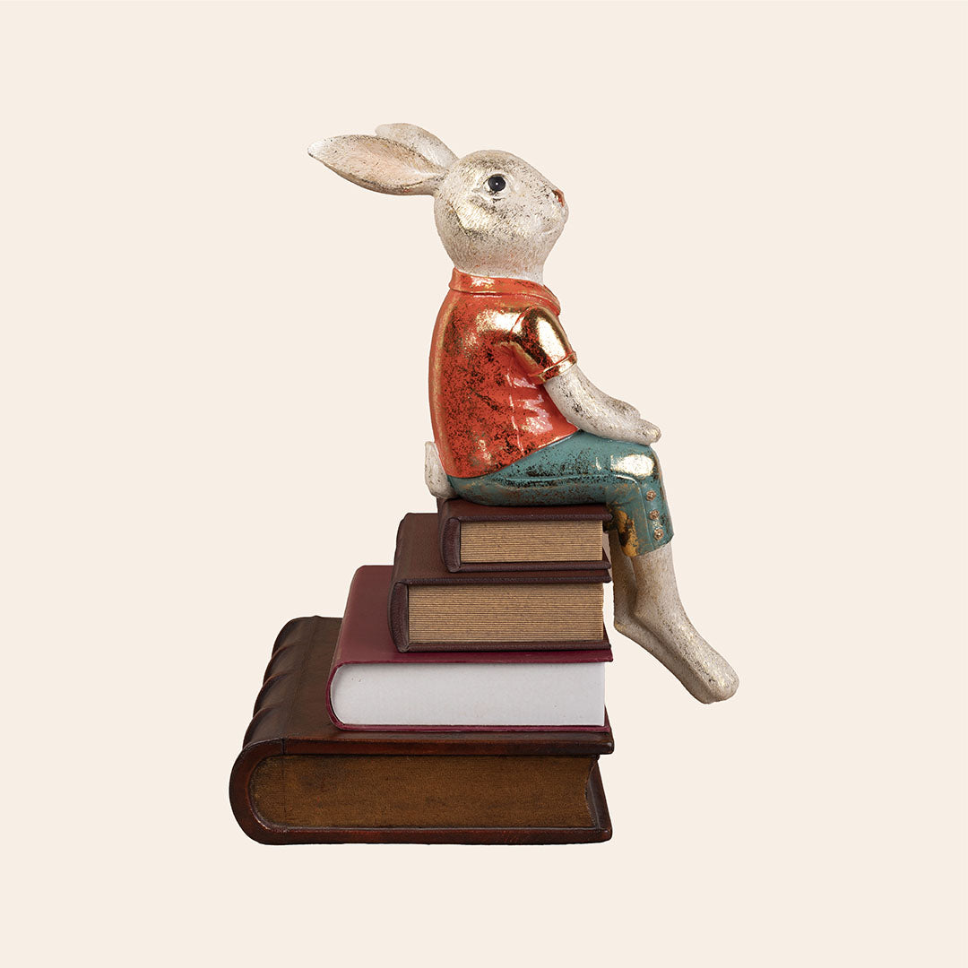 Decorative Polyresin Spectator Rabbit Burnished Orange & Green 6