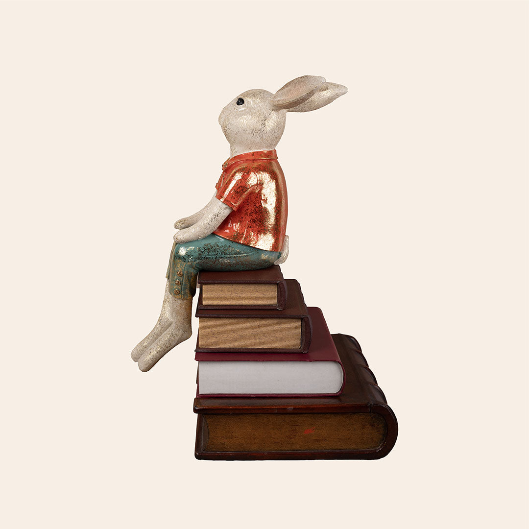 Decorative Polyresin Spectator Rabbit Burnished Orange & Green 4