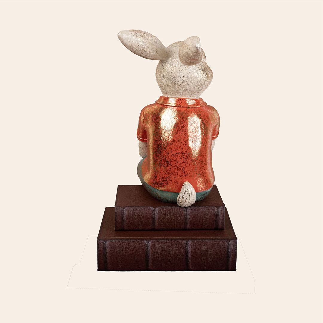 Decorative Polyresin Spectator Rabbit Burnished Orange & Green 5