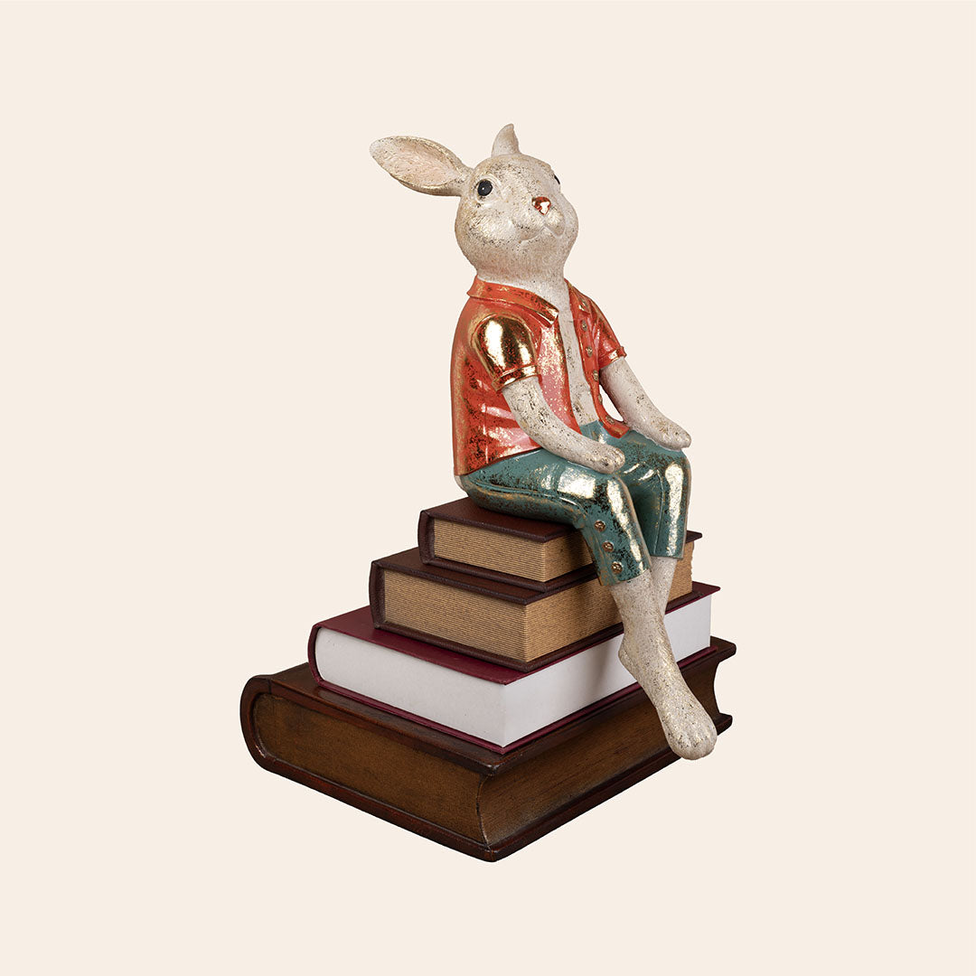 Decorative Polyresin Spectator Rabbit Burnished Orange & Green 3