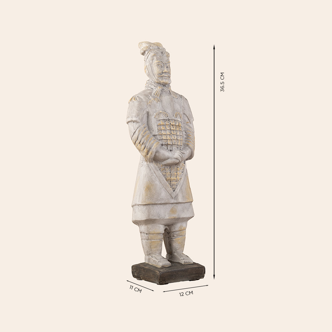 White Resin Standing Terra-Cotta Warrior 1