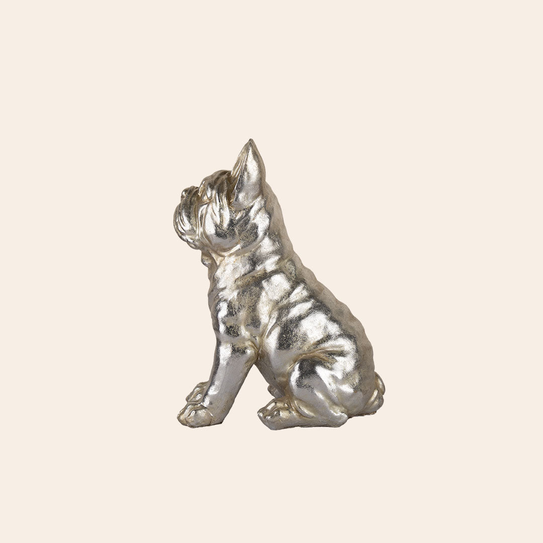 Decorative Polyresin Antique French Bull Dog Antique Silver 6