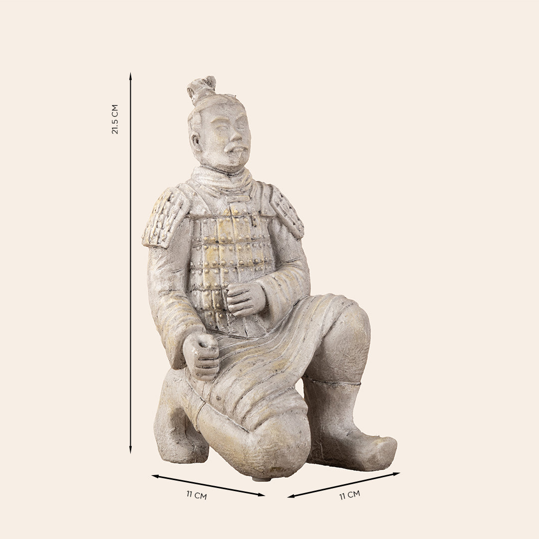 Antique White Resin Kneeling Terra-Cotta Warrior 1