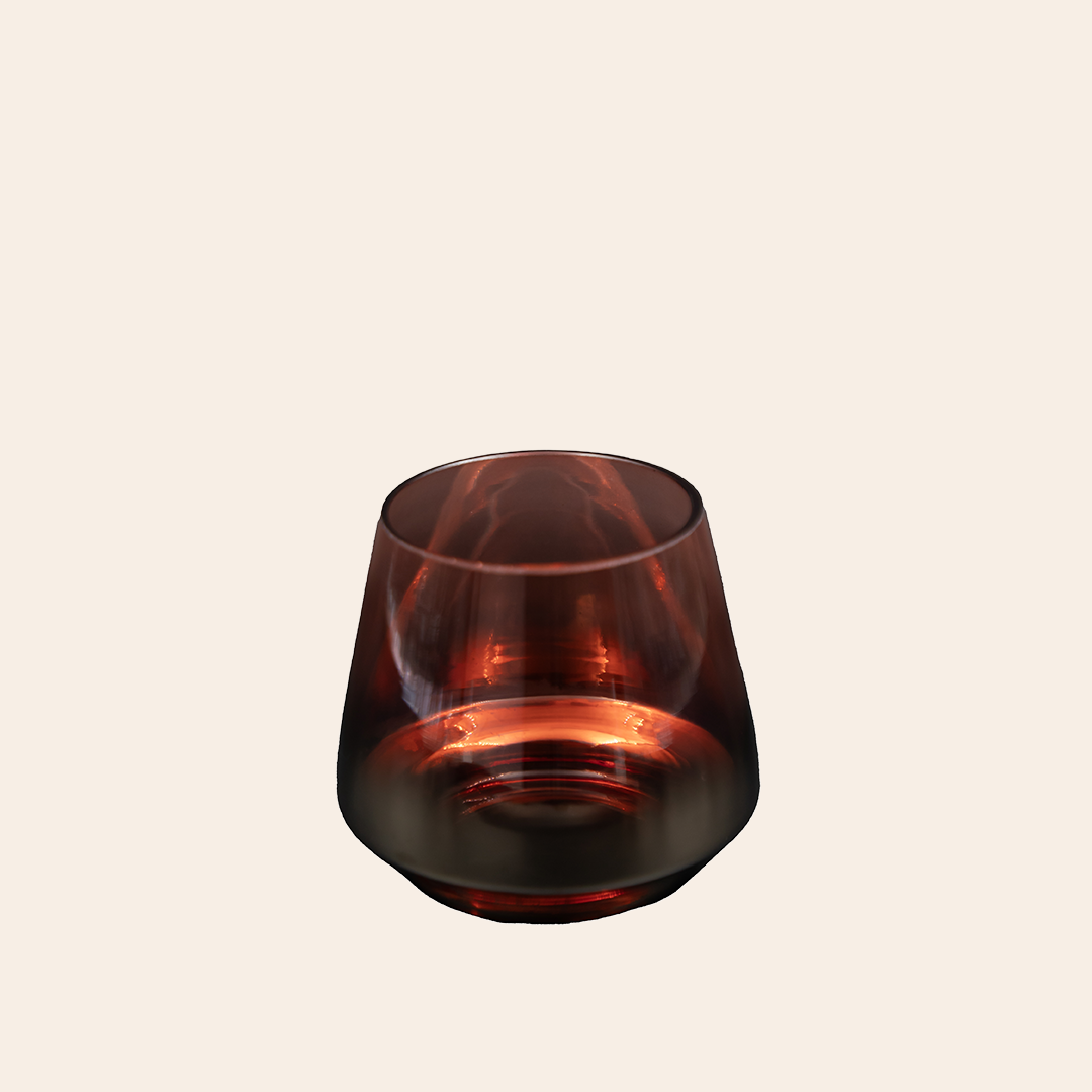 Red With Burnished Gold Glass Tea Light Holder 1