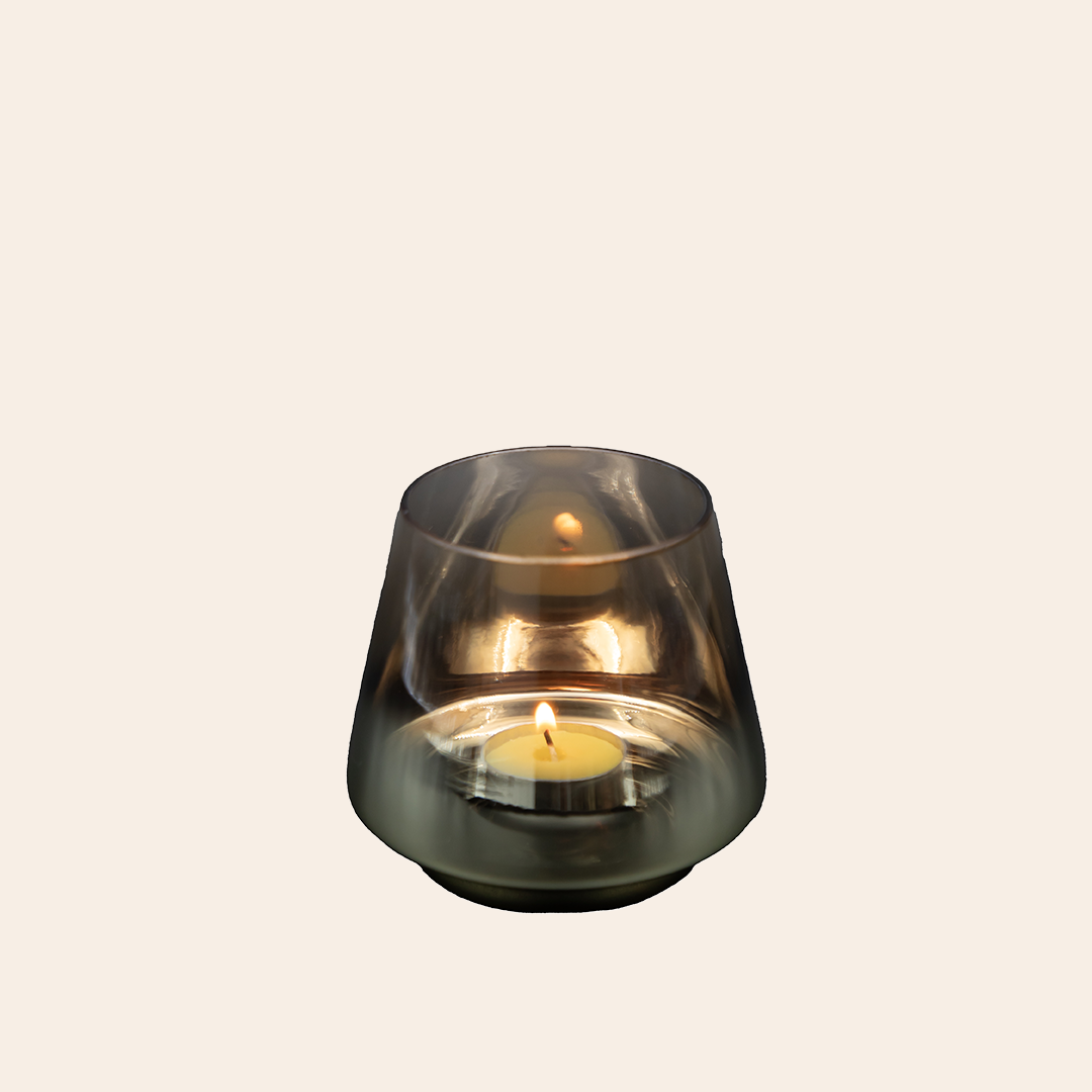 Glass Tea Light Holder Burnished Gold 1