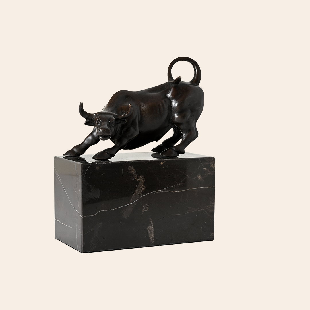 BRONZE BULL ON GRANITE