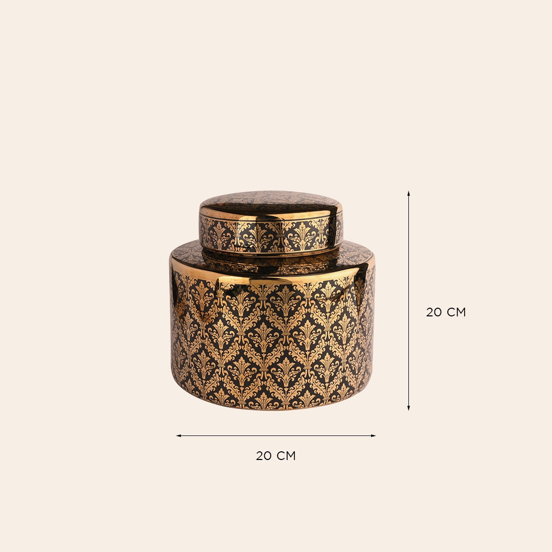Gold & Black Ceramic Jar