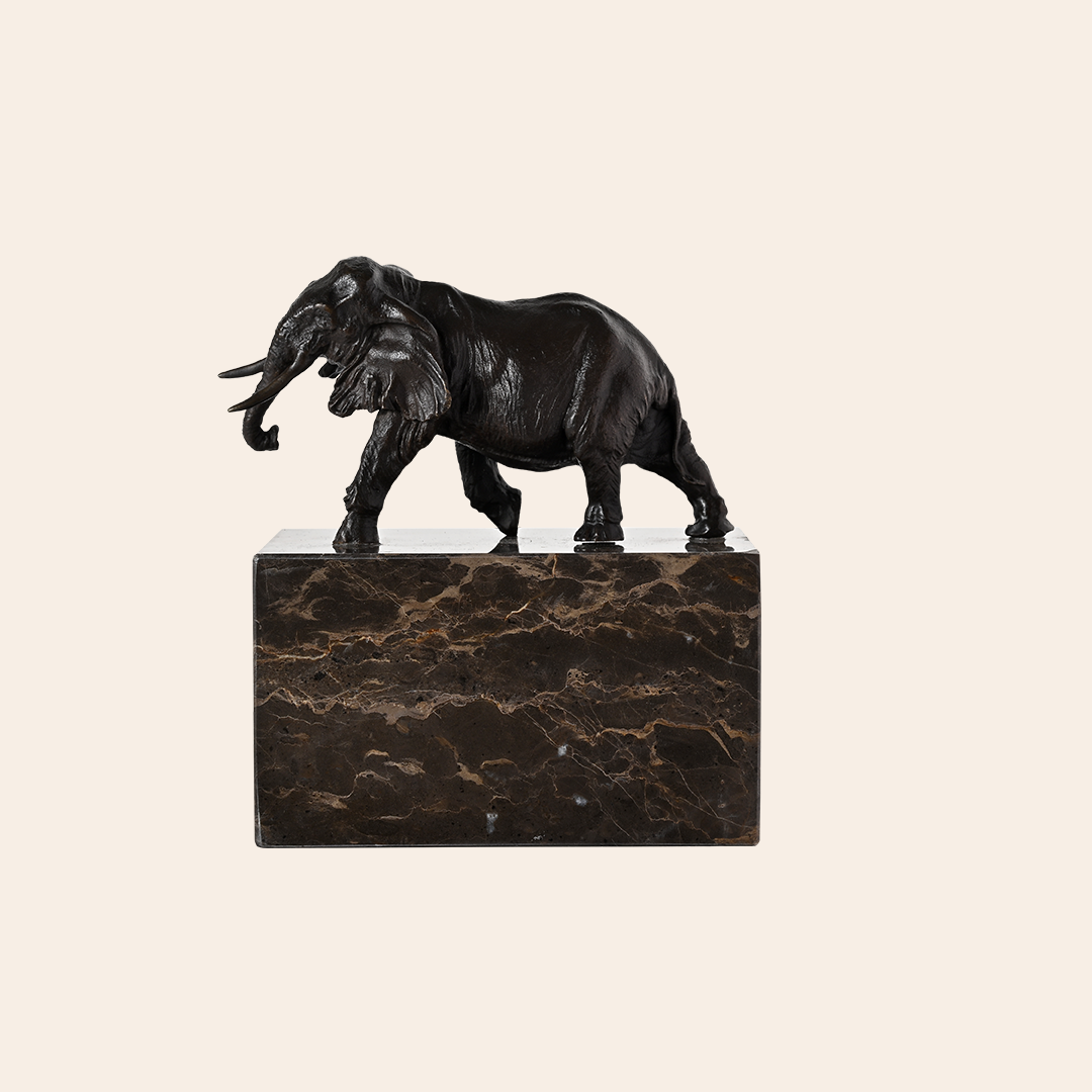 Bronze Elephant Sculpture on Granite