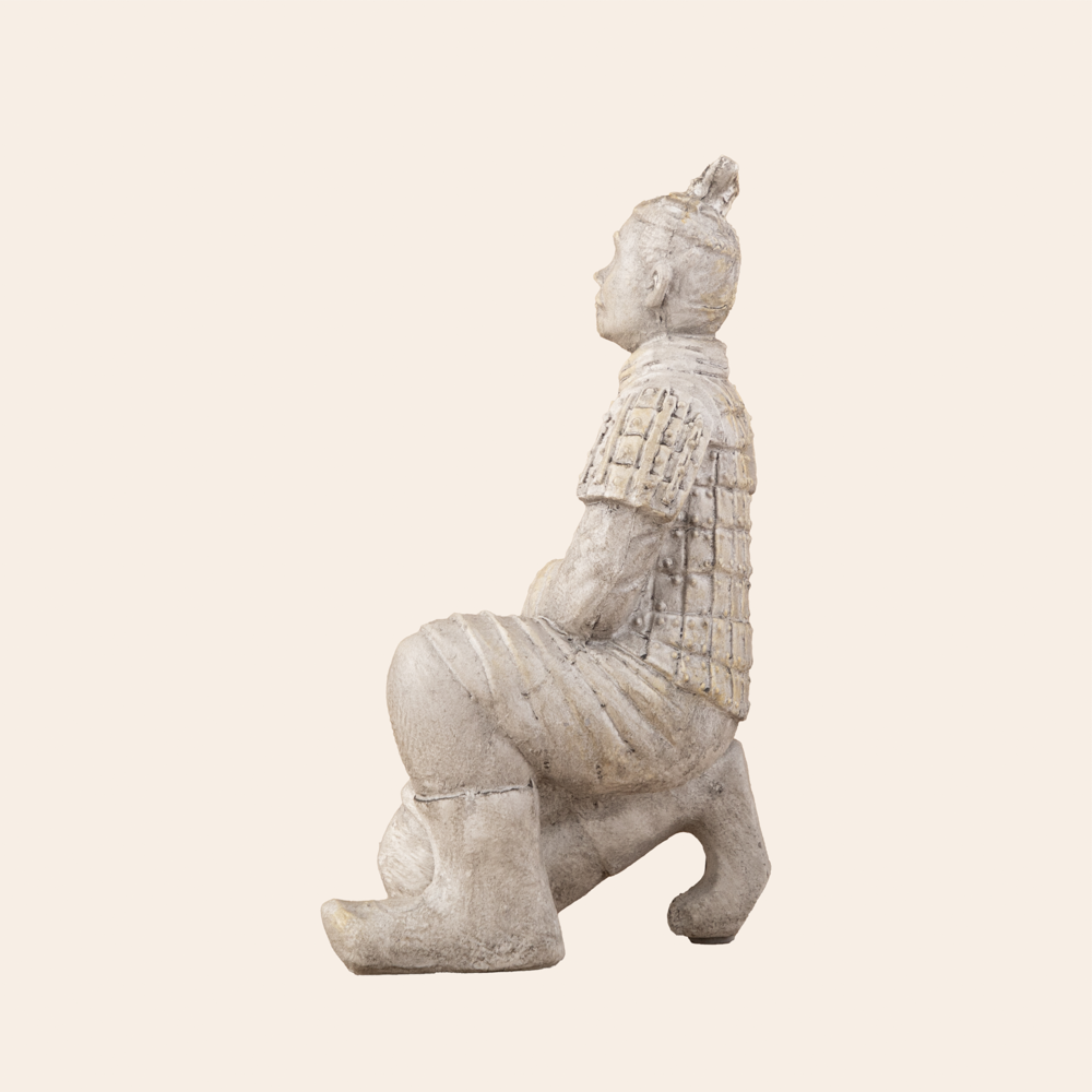 Antique White Resin Kneeling Terra-Cotta Warrior 5