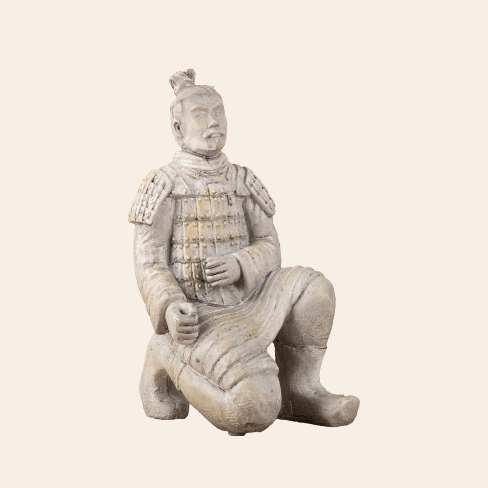 Antique White Resin Kneeling Terra-Cotta Warrior 3
