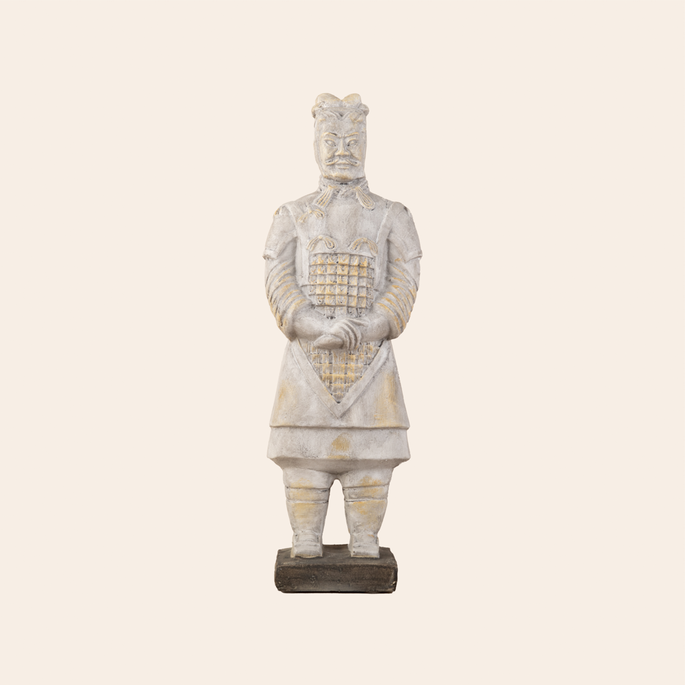 White Resin Standing Terra-Cotta Warrior