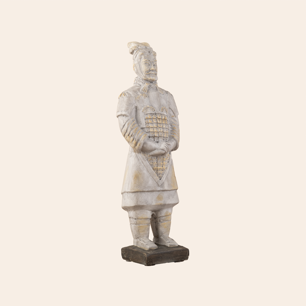 White Resin Standing Terra-Cotta Warrior 3