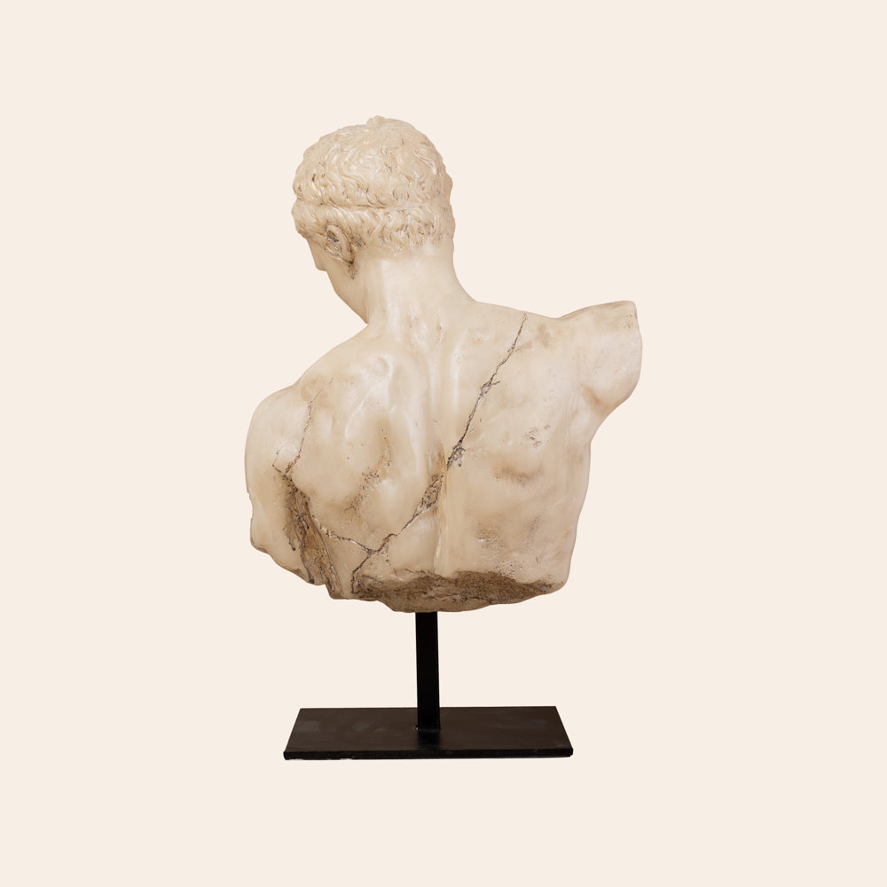 White David Bust On Stand-Resin 6