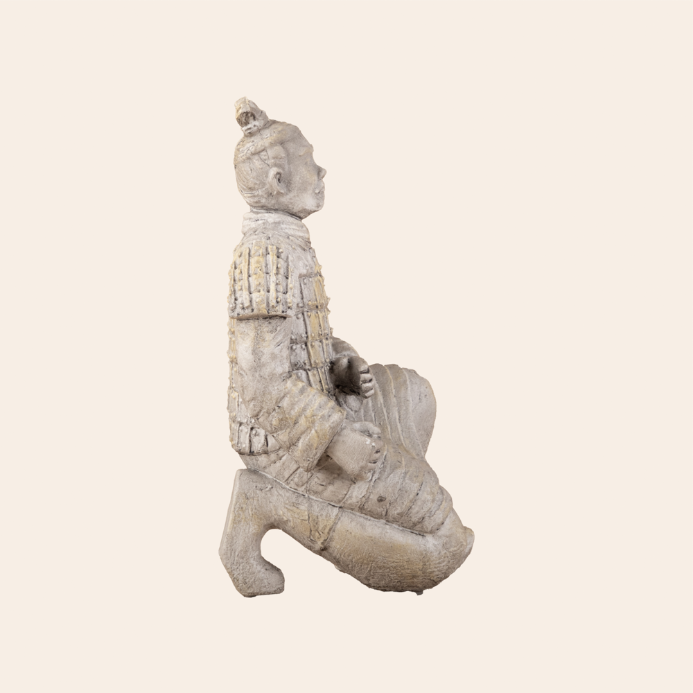 Antique White Resin Kneeling Terra-Cotta Warrior 6