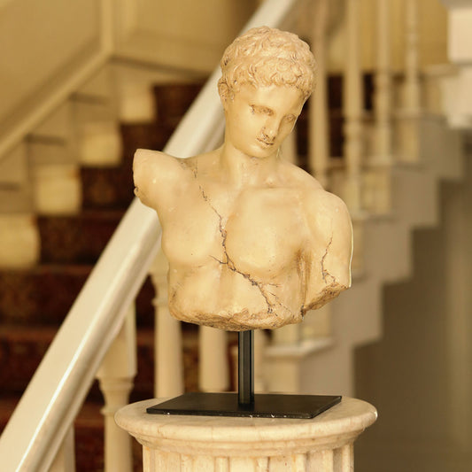 White David Bust On Stand-Resin 2