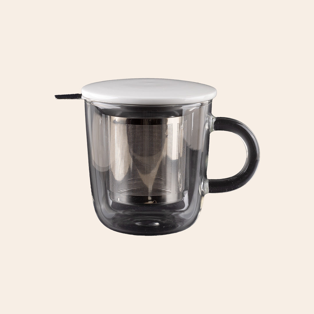 Borosilicate Glass Cup W/ Strainer