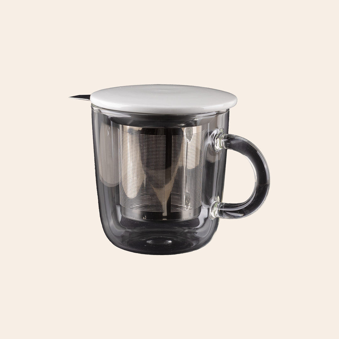 Borosilicate Glass Cup W/ Strainer