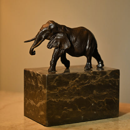 Bronze Elephant Sculpture on Granite