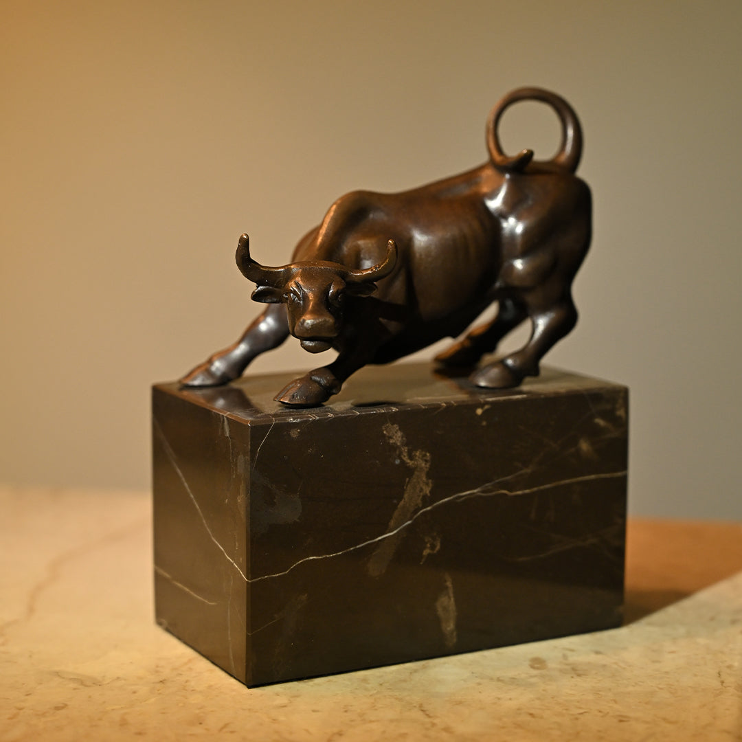 Bronze Bull Sculpture on Granite