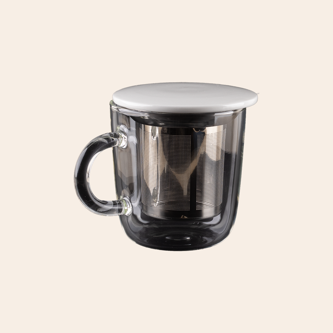 Borosilicate Glass Cup W/ Strainer