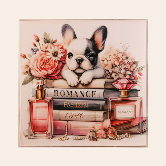 Wall Décor framed Art (Puppy in a library)