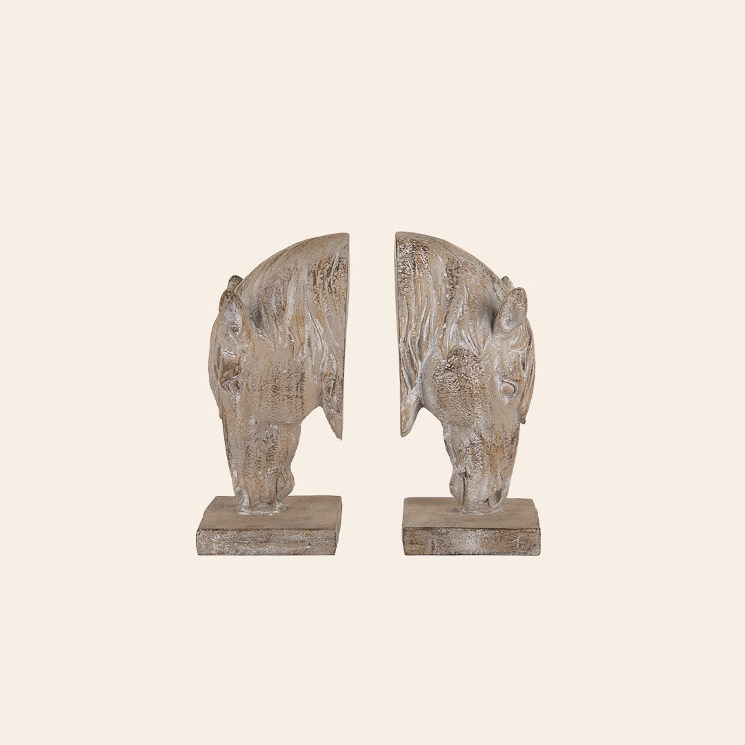 Decorative Horse Head Books End (Pair)- Distressed Brown