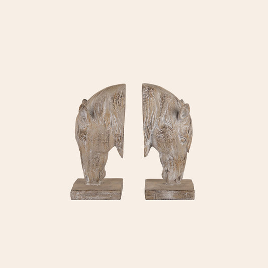 Decorative Horse Head Books End (Pair)- Distressed Brown