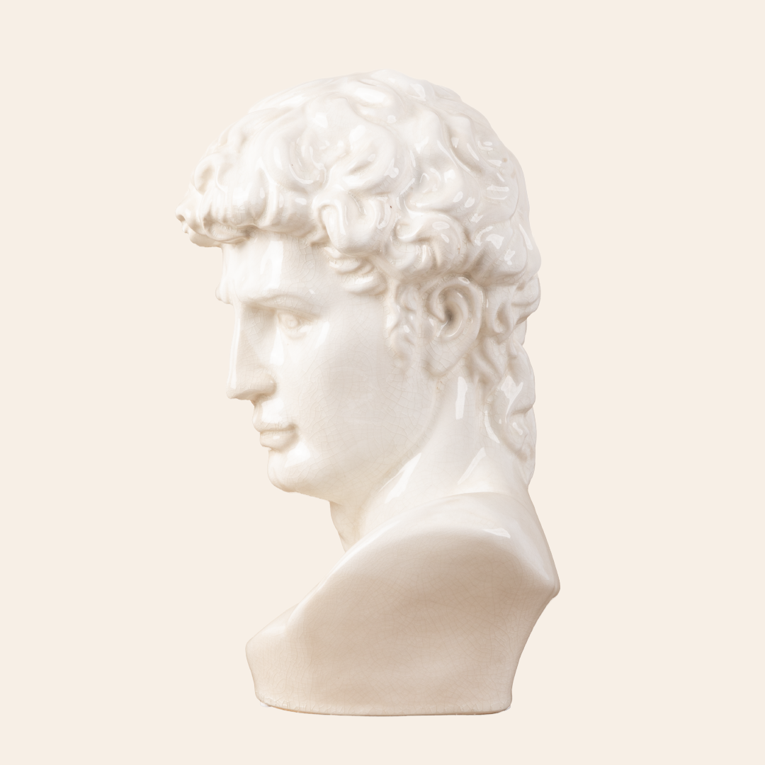 Male Roman Bust A  Color: Cream Crackle