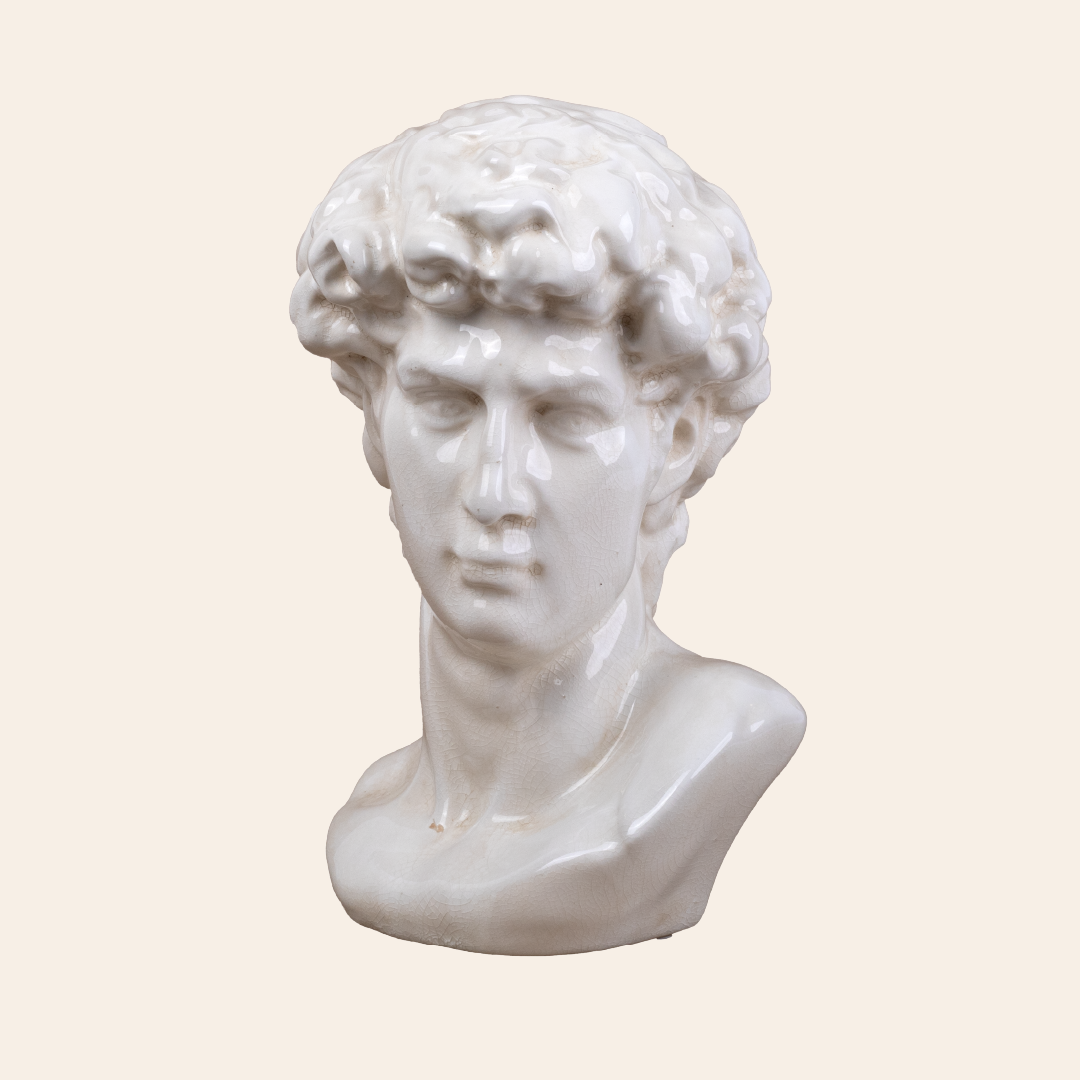 Male Roman Bust B  Color: Cream Crackle