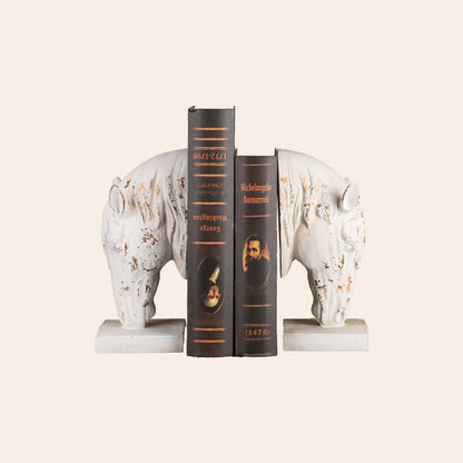 Decorative Horse Head Books End (Pair)- Distressed White