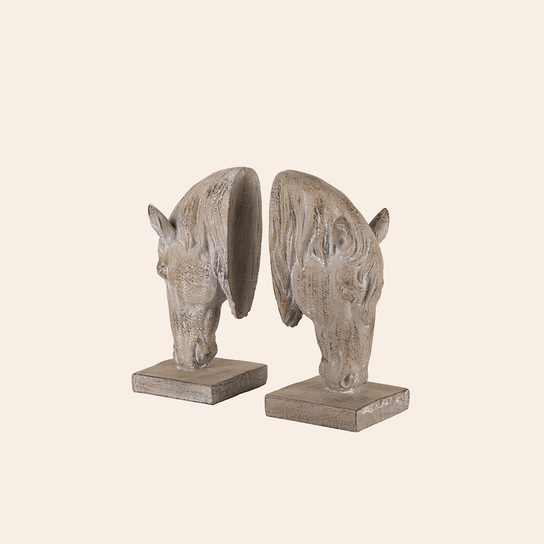 Decorative Horse Head Books End (Pair)- Distressed Brown