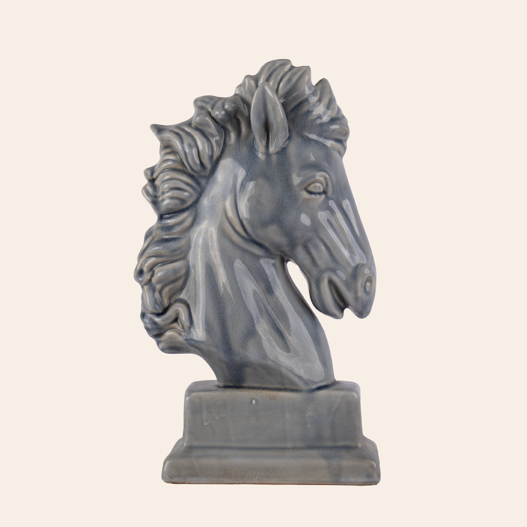 Ceramic Horse Head Light Blue