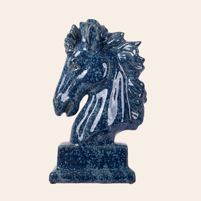 Ceramic Horse Head Dark Blue